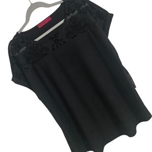 NWT Love Scarlett -Black Floral Short Sleeve Tunic Womens 1x